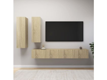 vidaXL 4dílný set TV skříněk dub sonoma kompozitní dřevo