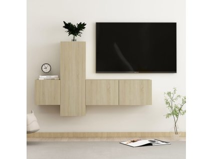 vidaXL 3dílný set TV skříněk dub sonoma kompozitní dřevo