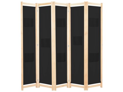 vidaXL 5dílný paraván černý 200 x 170 x 4 cm textil