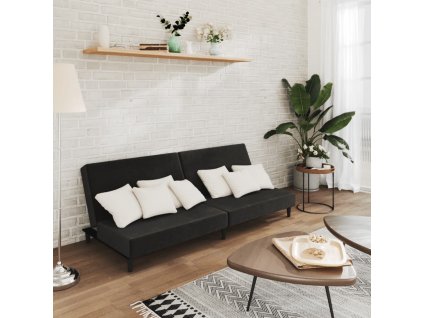 vidaXL 2místná rozkládací pohovka černá samet