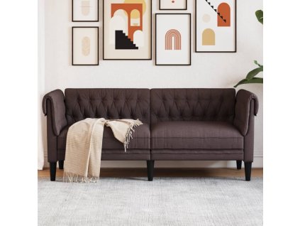 vidaXL Chesterfield pohovka 2místná tmavě hnědá textil