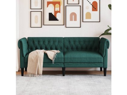 vidaXL Chesterfield pohovka 2místná tmavě zelená textil