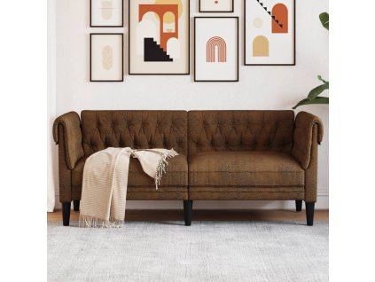 vidaXL Chesterfield pohovka 2místná hnědá textil
