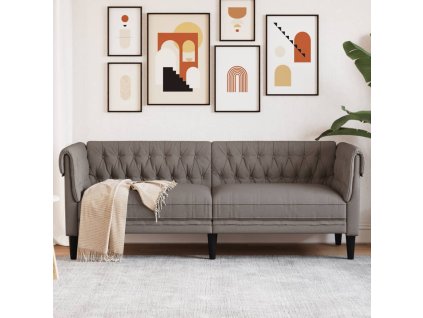 vidaXL Chesterfield pohovka 3místná taupe textil