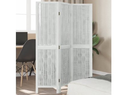 vidaXL Paraván 3dílný bílý masivní dřevo pavlovnie