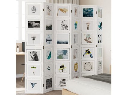 vidaXL Paraván 6dílný bílý masivní dřevo pavlovnie