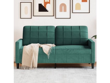 vidaXL 2místná pohovka tmavě zelená 140 cm samet