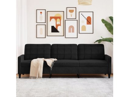 vidaXL 3místná pohovka černá 210 cm samet