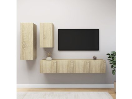 vidaXL 4dílný set TV skříněk dub sonoma kompozitní dřevo