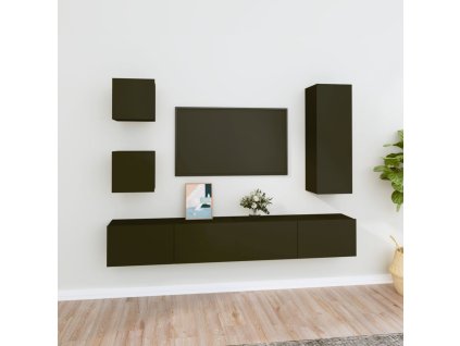 vidaXL 5dílný set TV skříněk černý kompozitní dřevo