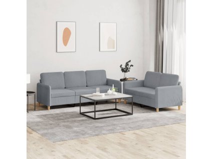 vidaXL 2dílná sedací souprava s poduškami světle šedá textil