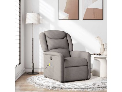 vidaXL Masážní polohovací křeslo taupe textil