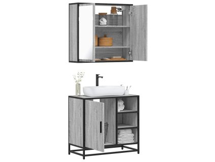 vidaXL 2dílný set koupelnového nábytku šedý sonoma kompozitní dřevo