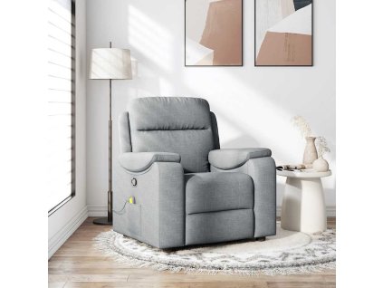 vidaXL Masážní polohovací křeslo světle šedé textil