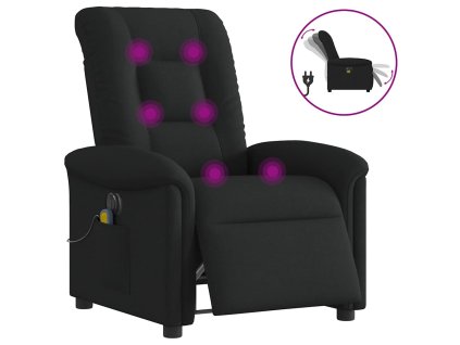 vidaXL Elektrické masážní polohovací křeslo černé textil