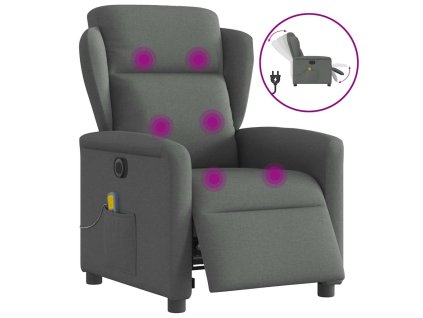 vidaXL Elektrické masážní polohovací křeslo tmavě šedé textil