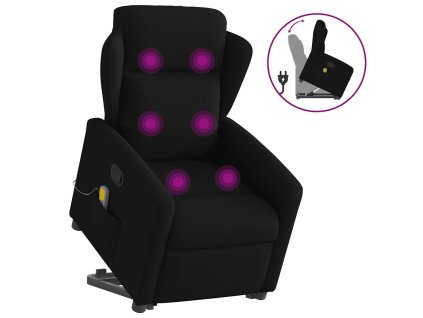 vidaXL Zvedací masážní polohovací křeslo černé textil