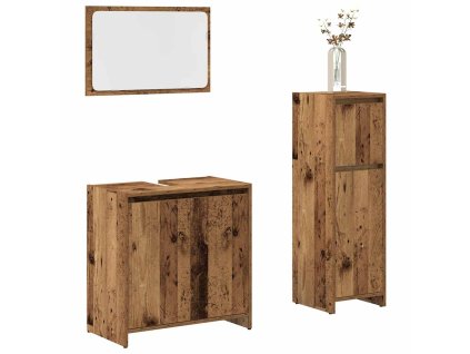 vidaXL 3dílná koupelnová sestava old wood kompozitní dřevo