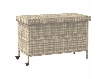 vidaXL Zahradní úložný box s kolečky světle šedý 110x55x73cm polyratan