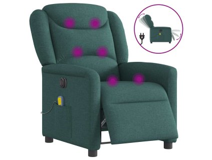 vidaXL Elektrické masážní polohovací křeslo tmavě zelené textil