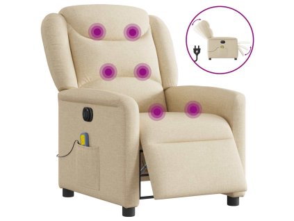 vidaXL Elektrické masážní polohovací křeslo krémové textil