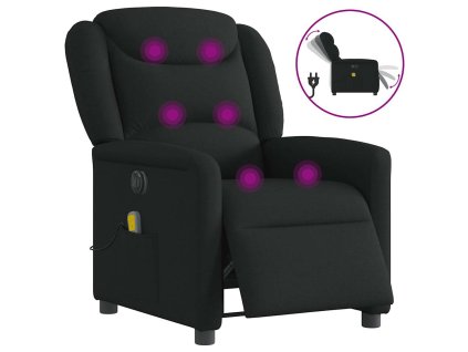 vidaXL Elektrické masážní polohovací křeslo černé textil