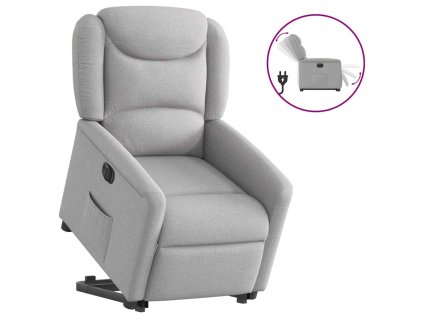 vidaXL Elektrické zvedací polohovací křeslo obláčkově šedé textil