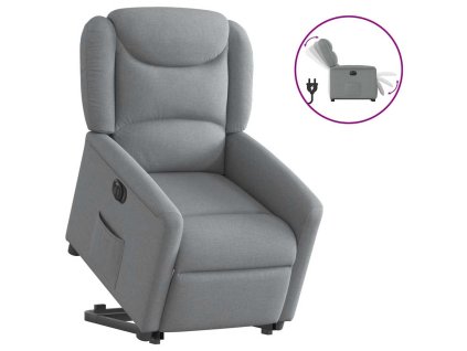 vidaXL Elektrické zvedací polohovací křeslo světle šedé textil