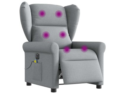 vidaXL Elektrické masážní polohovací křeslo světle šedé textil
