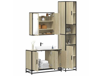 vidaXL 3dílný set koupelnového nábytku dub sonoma kompozitní dřevo