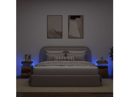 vidaXL Noční stolky s LED 2 ks old wood 35x39x55 cm kompozitní dřevo