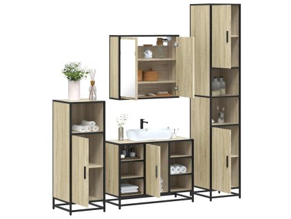 vidaXL 4dílný set koupelnového nábytku dub sonoma kompozitní dřevo