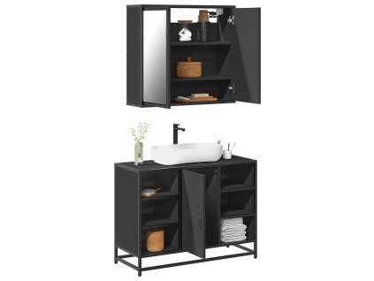 vidaXL 2dílný set koupelnového nábytku černý kompozitní dřevo