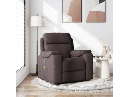 vidaXL Masážní polohovací křeslo tmavě hnědé textil
