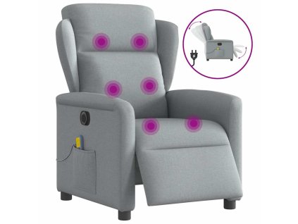 vidaXL Elektrické masážní polohovací křeslo světle šedé textil