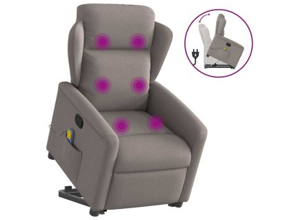 vidaXL Zvedací masážní polohovací křeslo taupe textil