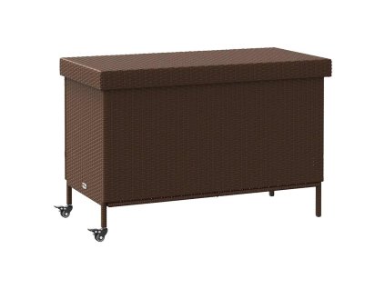 vidaXL Zahradní úložný box s kolečky hnědý 110x55x73 cm polyratan