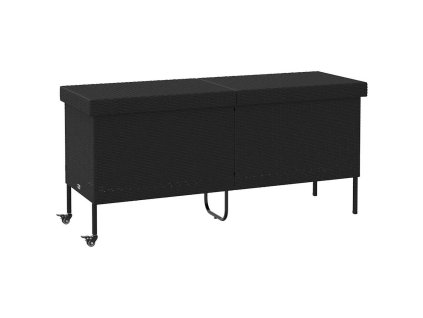 vidaXL Zahradní úložný box s kolečky černý 160x55x75 cm polyratan