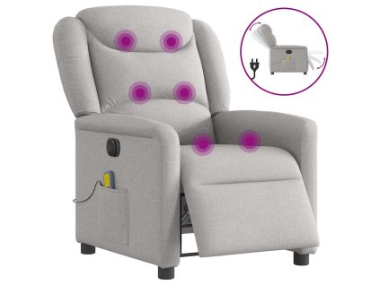 vidaXL Elektrické masážní polohovací křeslo obláčkově šedé textil