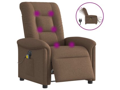 vidaXL Elektrické masážní polohovací křeslo hnědé textil