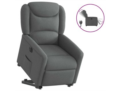 vidaXL Elektrické zvedací polohovací křeslo tmavě šedé textil