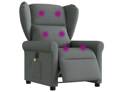 vidaXL Elektrické masážní polohovací křeslo tmavě šedé textil