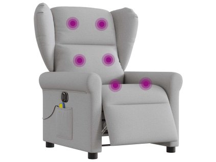 vidaXL Elektrické masážní polohovací křeslo obláčkově šedé textil