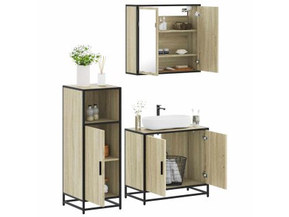 vidaXL 3dílný set koupelnového nábytku dub sonoma kompozitní dřevo