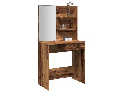 vidaXL Toaletní stolek se zrcadlem starého dřeva 74,5 x 40 x 141 cm