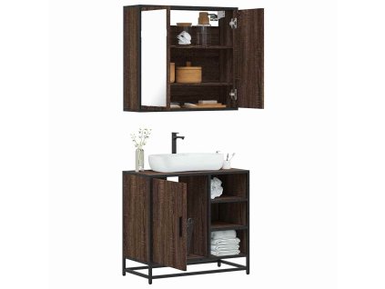 vidaXL 2dílný set koupelnového nábytku hnědý dub kompozitní dřevo