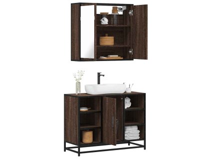 vidaXL 2dílný set koupelnového nábytku hnědý dub kompozitní dřevo