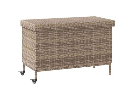 vidaXL Zahradní úložný box s kolečky šedý 110x55x73 cm polyratan