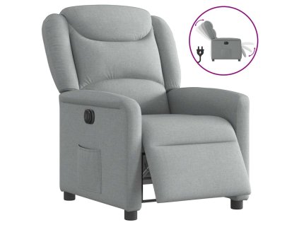 vidaXL Elektrické polohovací křeslo světle šedé textil