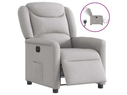 vidaXL Elektrické polohovací křeslo obláčkově šedé textil